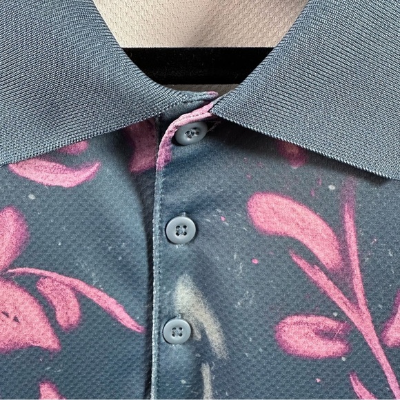 All in Motion Men's Floral Polo Shirt Blue Size XXL - Picture 3 of 5